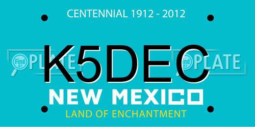 K5DEC New Mexico License Plate
