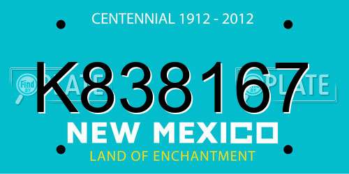 K838167 New Mexico License Plate