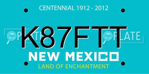 K87FTT New Mexico License Plate