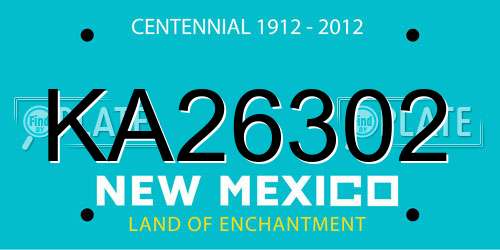 KA26302 New Mexico License Plate