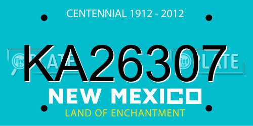KA26307 New Mexico License Plate