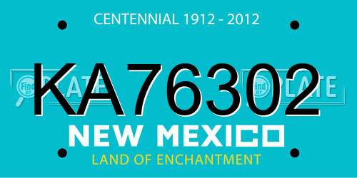 KA76302 New Mexico License Plate