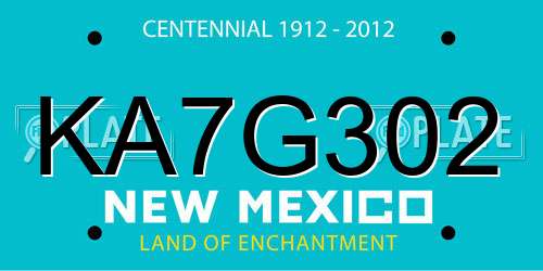 KA7G302 New Mexico License Plate
