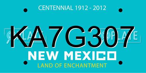 KA7G307 New Mexico License Plate