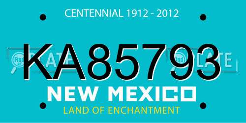 KA85793 New Mexico License Plate