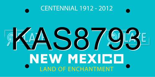 KAS8793 New Mexico License Plate