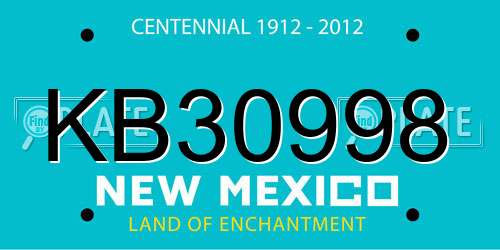 KB30998 New Mexico License Plate