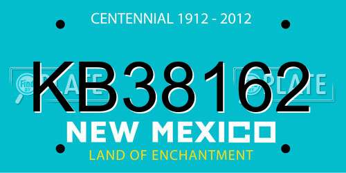 KB38162 New Mexico License Plate