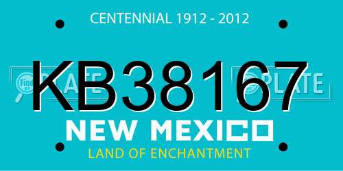 KB38167 New Mexico License Plate