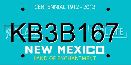 KB3B167 New Mexico License Plate