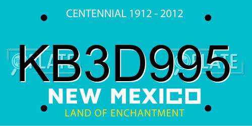 KB3D995 New Mexico License Plate