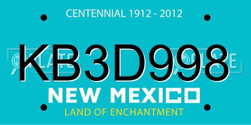 KB3D998 New Mexico License Plate