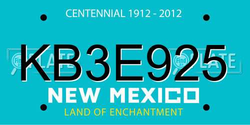 KB3E925 New Mexico License Plate