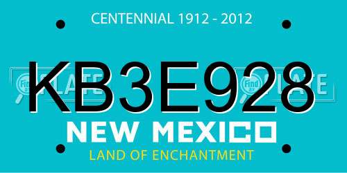 KB3E928 New Mexico License Plate