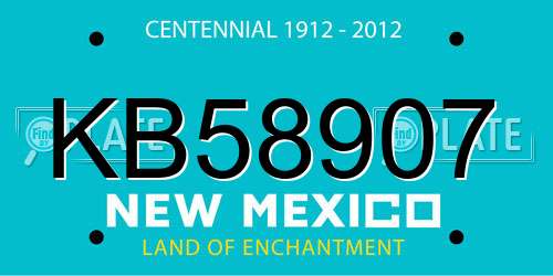KB58907 New Mexico License Plate