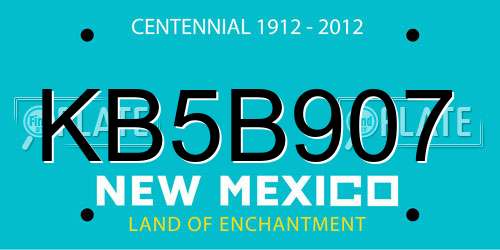 KB5B907 New Mexico License Plate