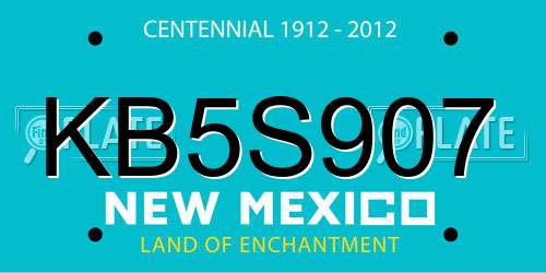 KB5S907 New Mexico License Plate