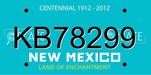 KB78299 New Mexico License Plate