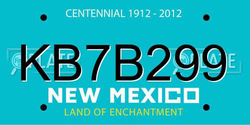 KB7B299 New Mexico License Plate