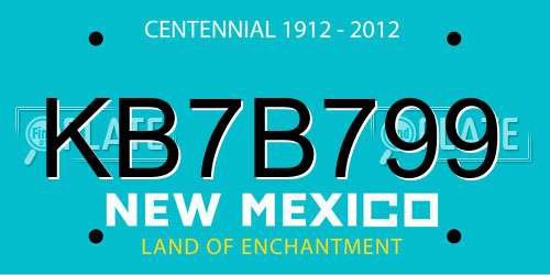 KB7B799 New Mexico License Plate