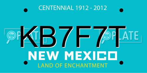 KB7F7T New Mexico License Plate