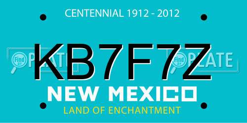KB7F7Z New Mexico License Plate