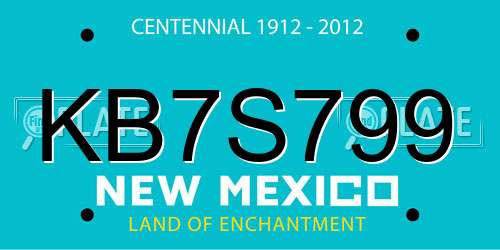 KB7S799 New Mexico License Plate