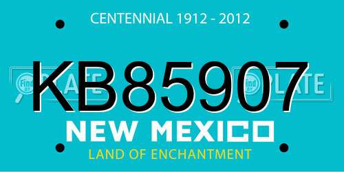 KB85907 New Mexico License Plate