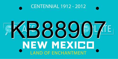 KB88907 New Mexico License Plate