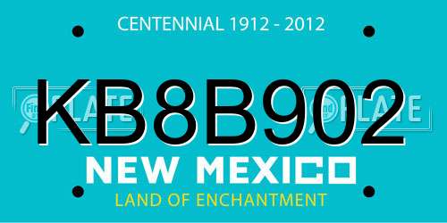 KB8B902 New Mexico License Plate