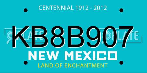 KB8B907 New Mexico License Plate