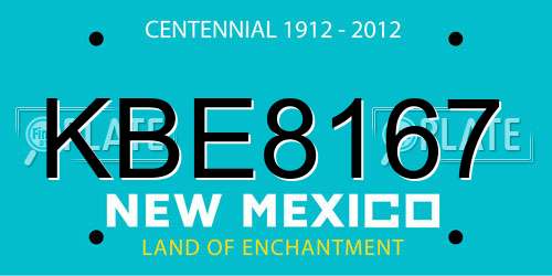 KBE8167 New Mexico License Plate