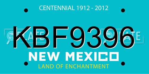 KBF9396 New Mexico License Plate