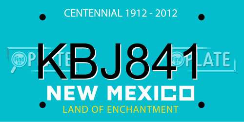 KBJ841 New Mexico License Plate