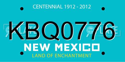 KBQ0776 New Mexico License Plate