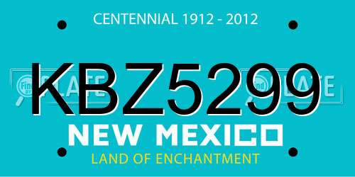 KBZ5299 New Mexico License Plate