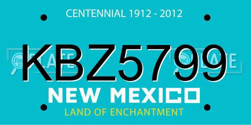 KBZ5799 New Mexico License Plate