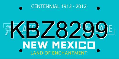 KBZ8299 New Mexico License Plate