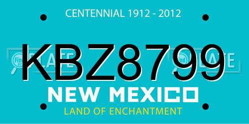 KBZ8799 New Mexico License Plate