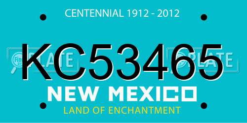KC53465 New Mexico License Plate