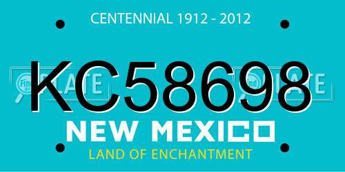 KC58698 New Mexico License Plate
