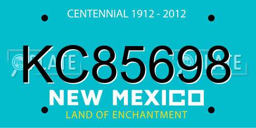 KC85698 New Mexico License Plate