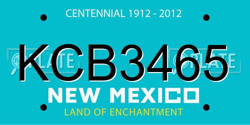 KCB3465 New Mexico License Plate