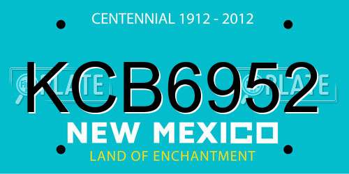 KCB6952 New Mexico License Plate