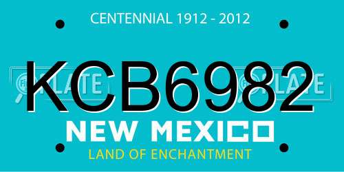 KCB6982 New Mexico License Plate