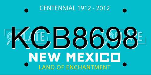 KCB8698 New Mexico License Plate