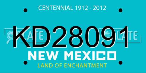 KD28091 New Mexico License Plate