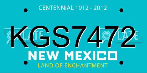 KGS7472 New Mexico License Plate