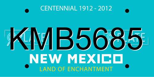 KMB5685 New Mexico License Plate