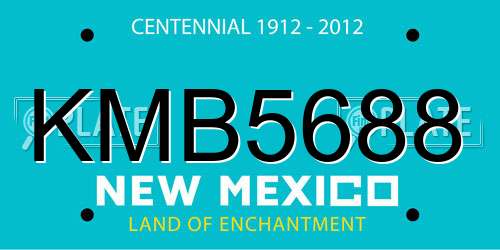 KMB5688 New Mexico License Plate